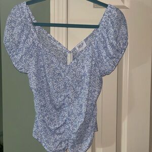 Floral Blue Puff Sleeve Top